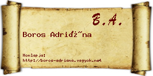 Boros Adriána névjegykártya